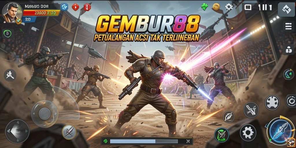 Tangkapan layar GEMBUR88 menampilkan aksi mendebarkan dari gameplay yang intens.