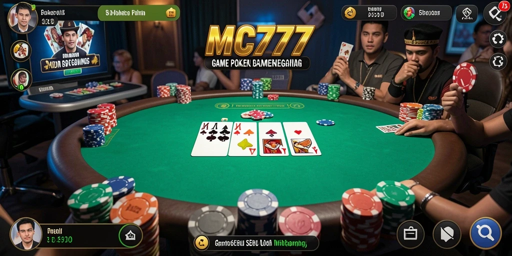 Screenshot gameplay seru dari MC777 di Poker yang menegangkan.