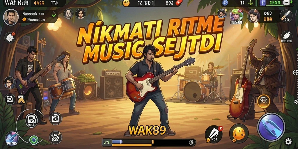 Screenshot menampilkan gameplay WAK89 dengan elemen musik yang interaktif.